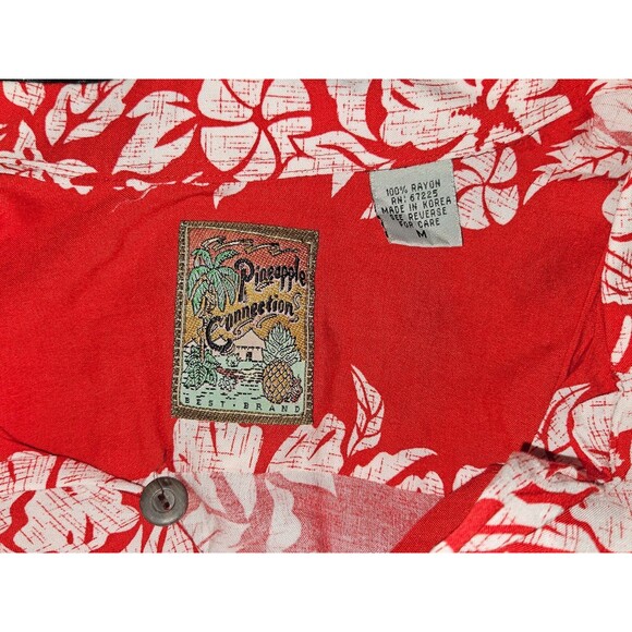 Pineapple Connection Hawaiian Red Button Down Shirt Mens Large - Picture 5 of 5